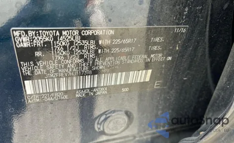 2017 Toyota Rav4 Le z USA, uszkodzony, nr VIN JTMZFREV7HJ117398